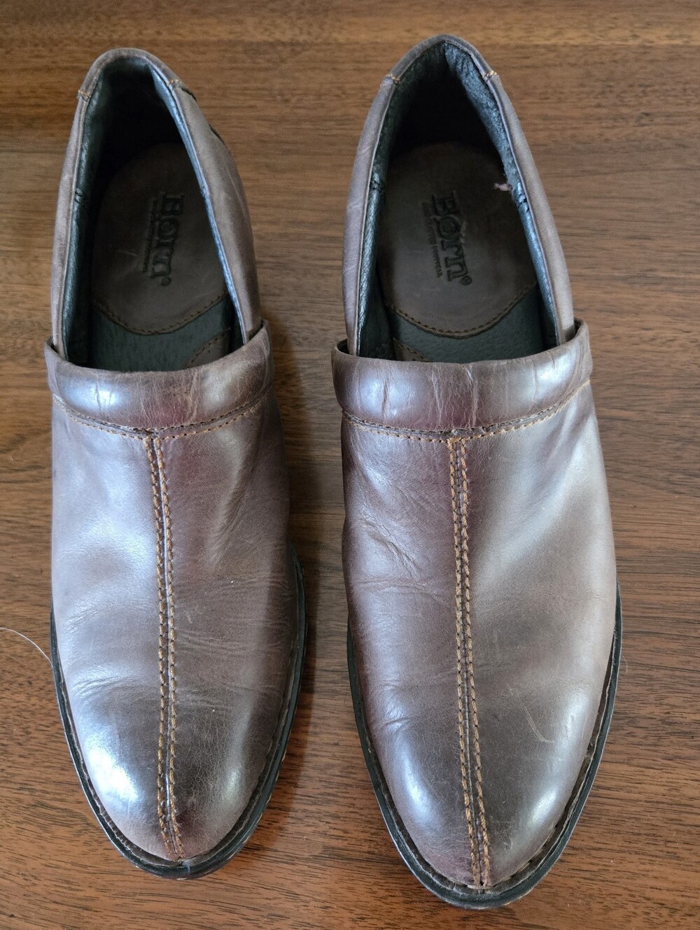 Børn Womens 8 Brown Distressed Leather Western Inspired Slip-On Clog Bootie